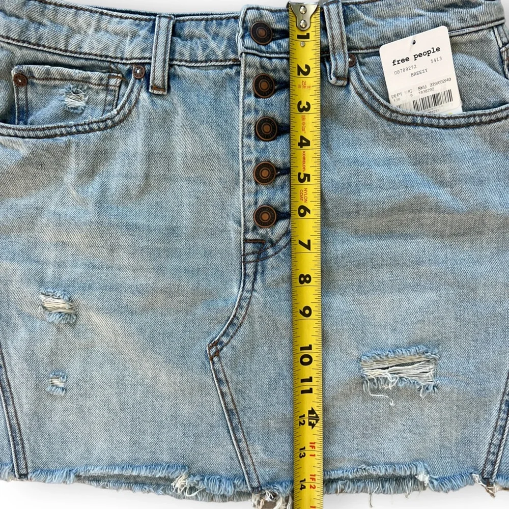 NWT Free People We The Free Denim Skirt Breezy Button Fly